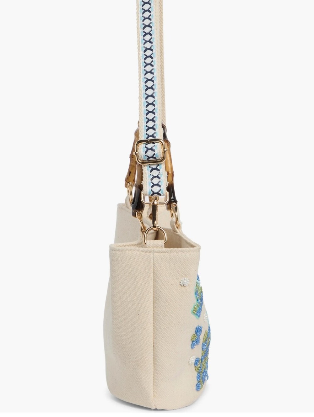 SOLE AND MER Beaded Embroidered Tote Bag with Shoulder Strap Fish Ocean NWT - Picture 7 of 11